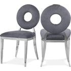 Meridian Furniture Carousel Velvet Dining Chair - Chrome - Grey - Dining Chairs