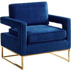 Meridian Furniture Gold Noah Velvet Accent Chair - Blue - Chairs