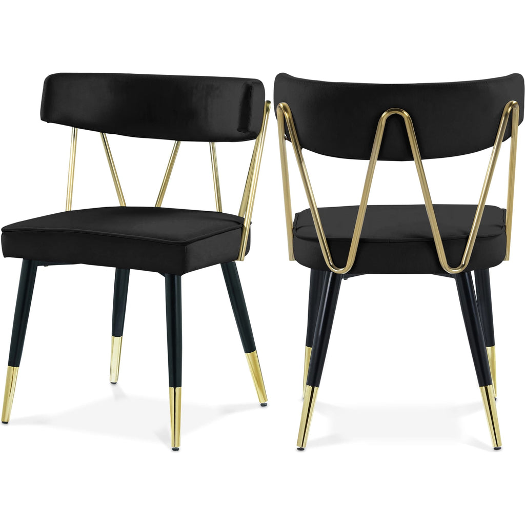 Meridian Furniture Rheingold Velvet Dining Chair - Black - Dining Chairs