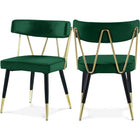 Meridian Furniture Rheingold Velvet Dining Chair - Green - Dining Chairs