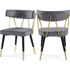 Meridian Furniture Rheingold Velvet Dining Chair - Grey - Dining Chairs