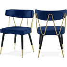 Meridian Furniture Rheingold Velvet Dining Chair - Navy - Dining Chairs