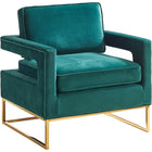 Meridian Furniture Gold Noah Velvet Accent Chair - Green - Chairs