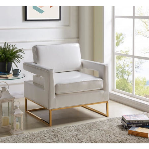Meridian Furniture Amelia Leather Accent Chair - White - Chairs