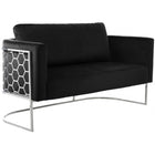 Meridian Furniture Casa Velvet Loveseat - Chrome - Black - Loveseats