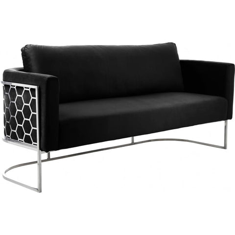 Meridian Furniture Casa Velvet Sofa - Chrome - Black - Sofas