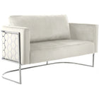 Meridian Furniture Casa Velvet Loveseat - Chrome - Cream - Loveseats