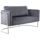 Meridian Furniture Casa Velvet Loveseat - Chrome - Grey - Loveseats