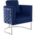 Meridian Furniture Casa Velvet Chair - Chrome - Navy - Chairs