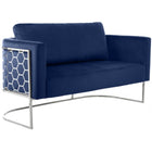 Meridian Furniture Casa Velvet Loveseat - Chrome - Navy - Loveseats