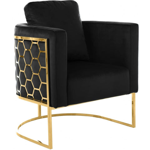 Meridian Furniture Casa Velvet Chair - Gold - Cream - Chairs