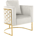 Meridian Furniture Casa Velvet Chair - Gold - Cream - Chairs