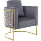 Meridian Furniture Casa Velvet Chair - Gold - Grey - Chairs