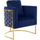 Meridian Furniture Casa Velvet Chair - Gold - Navy - Chairs
