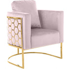 Meridian Furniture Casa Velvet Chair - Gold - Pink - Chairs