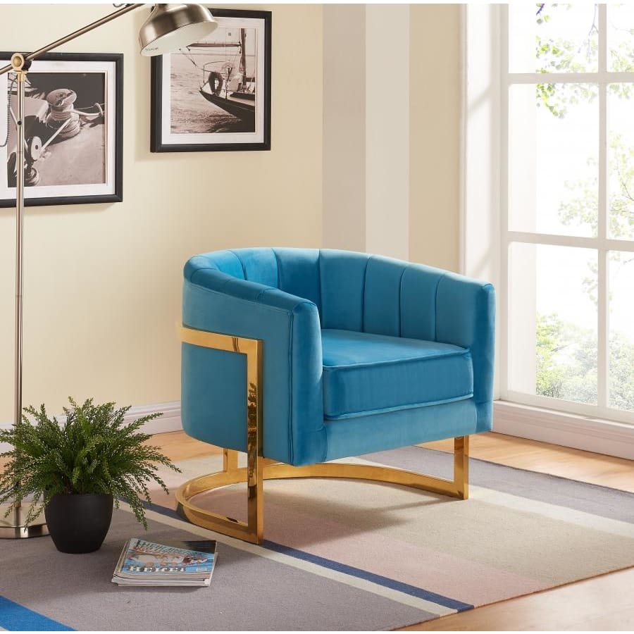 Meridian Furniture Carter Velvet Accent Chair - Aqua - Chairs