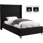 Meridian Furniture Savan Velvet Twin Bed - Black - Bedroom Beds