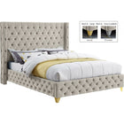 Meridian Furniture Savan Velvet Queen Bed - Cream - Bedroom Beds