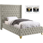 Meridian Furniture Savan Velvet Twin Bed - Cream - Bedroom Beds