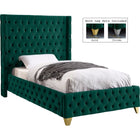 Meridian Furniture Savan Velvet Twin Bed - Green - Bedroom Beds