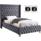 Meridian Furniture Savan Velvet Twin Bed - Grey - Bedroom Beds