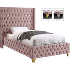 Meridian Furniture Savan Velvet Twin Bed - Pink - Bedroom Beds