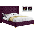 Meridian Furniture Savan Velvet Queen Bed - Purple - Bedroom Beds