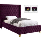 Meridian Furniture Savan Velvet Twin Bed - Purple - Bedroom Beds