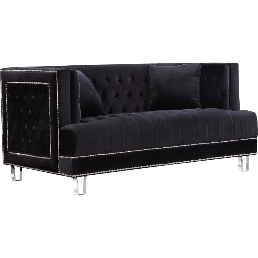 Meridian Furniture Lucas Velvet Loveseat - Black - Loveseats