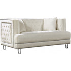 Meridian Furniture Lucas Velvet Loveseat - Cream - Loveseats