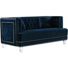 Meridian Furniture Lucas Velvet Loveseat - Blue - Loveseats