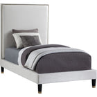 Meridian Furniture Harlie Velvet Twin Bed - Cream - Bedroom Beds