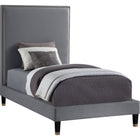 Meridian Furniture Harlie Velvet Twin Bed - Grey - Bedroom Beds