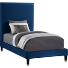 Meridian Furniture Harlie Velvet Twin Bed - Navy - Bedroom Beds