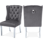 Meridian Furniture Suri Velvet Dining Chair - Grey - Dining Chairs
