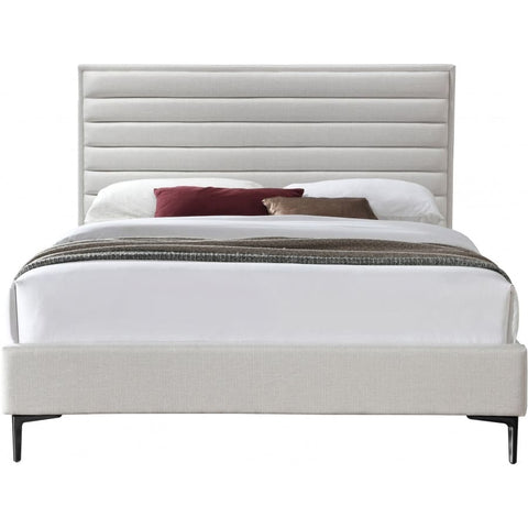 Meridian Furniture Hunter Linen Queen Bed - Cream - Bedroom Beds