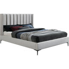 Meridian Furniture Nadia Velvet Queen Bed - Cream - Bedroom Beds