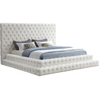Meridian Furniture Revel Velvet King Bed - Cream - Bedroom Beds