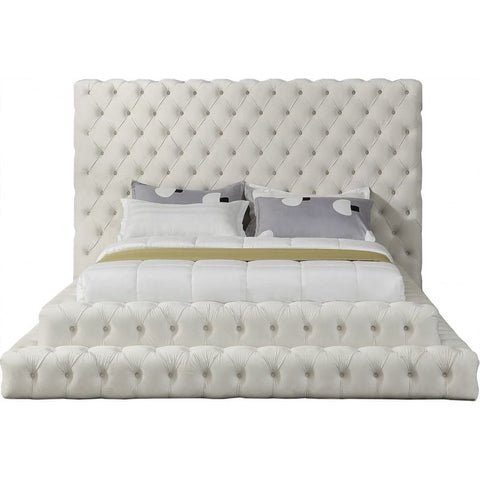 Meridian Furniture Revel Velvet Queen Bed - Cream - Bedroom Beds