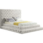 Meridian Furniture Revel Velvet Queen Bed - Cream - Bedroom Beds