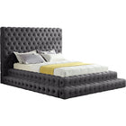 Meridian Furniture Revel Velvet Queen Bed - Grey - Bedroom Beds