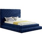 Meridian Furniture Revel Velvet Queen Bed - Navy - Bedroom Beds