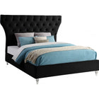 Meridian Furniture Kira Velvet King Bed - Black - Bedroom Beds