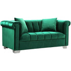 Meridian Furniture Kayla Velvet Loveseat - Green - Loveseats