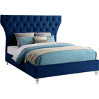 Meridian Furniture Kira Velvet King Bed - Navy - Bedroom Beds