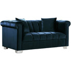 Meridian Furniture Kayla Velvet Loveseat - Blue - Loveseats