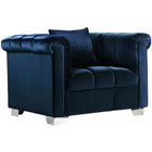 Meridian Furniture Kayla Velvet Chair - Blue - Chairs