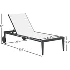 Meridian Furniture Nizuc Outdoor Patio Adjustable Sun Chaise Lounge Chair - Grey Frame - Outdoor Furniture