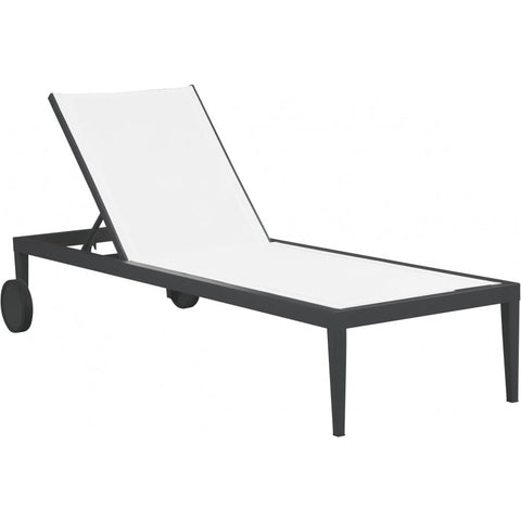 Meridian Furniture Nizuc Outdoor Patio Adjustable Sun Chaise Lounge Chair - Grey Frame - White - Outdoor Furniture