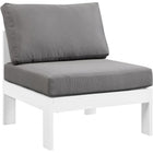Meridian Furniture Nizuc Outdoor Patio White Aluminum Modular Armless Chair - Grey - Outdoor Furniture